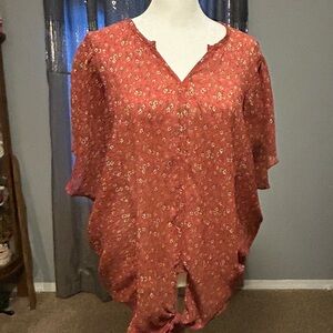 Daytrip Rust Floral Blouse